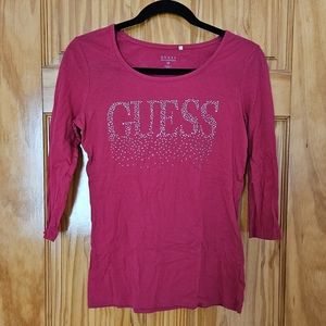 Hot Pink Rhinestone Guess top